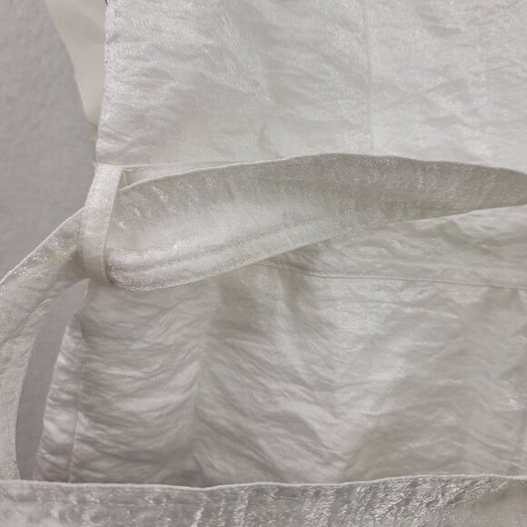 Clara Sun Woo Womens White Short Sleeve Button-Up Blouse L New w/Tags - Picture 7 of 11